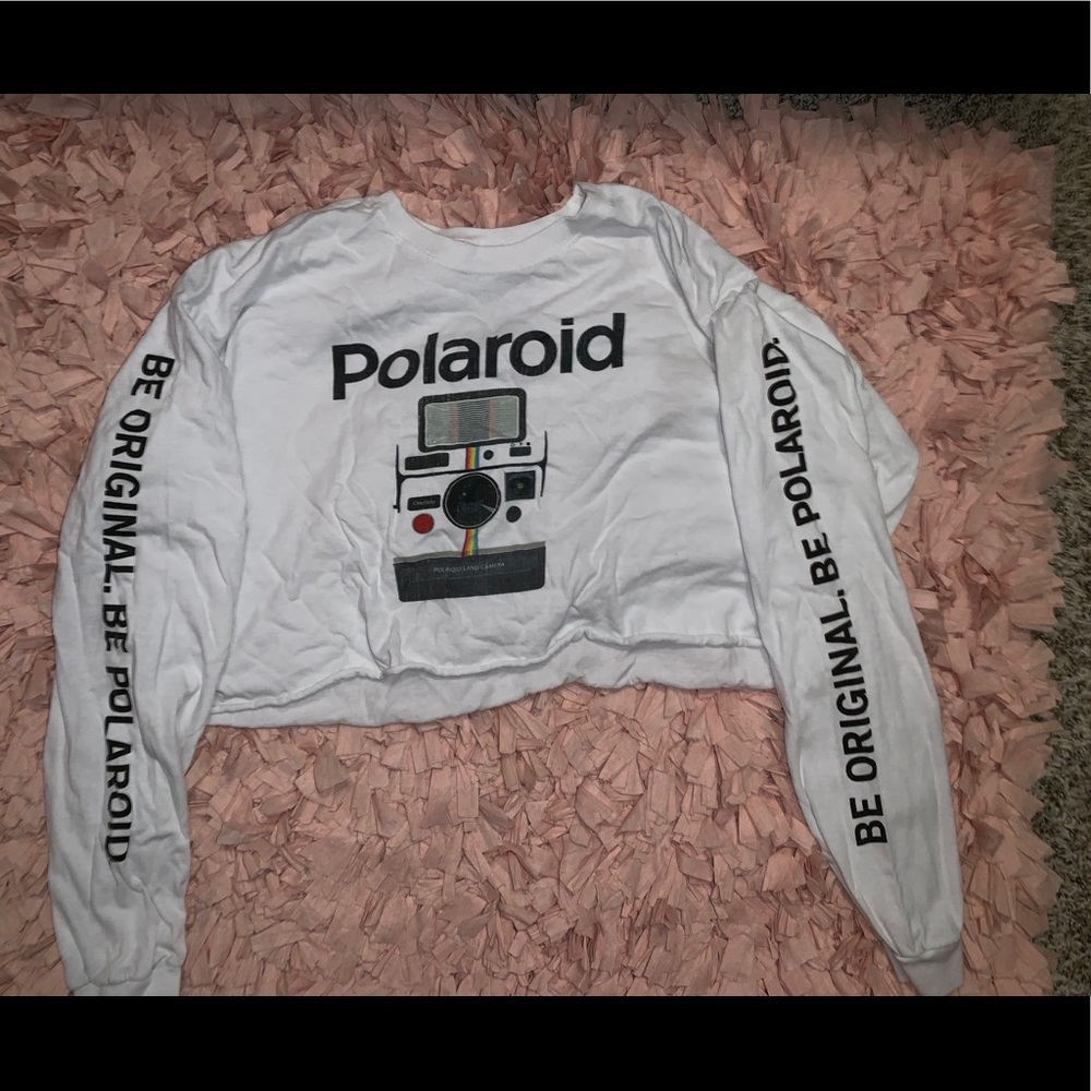 White Polaroid crop top